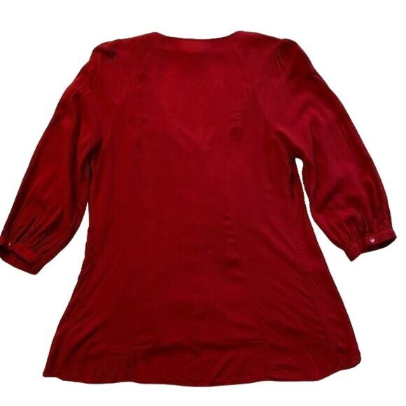 Anthropologie Vanessa Virginia Red Button Down Tunic - Picture 6 of 7